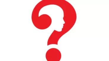 Rood vraagteken met een silhouet erin.